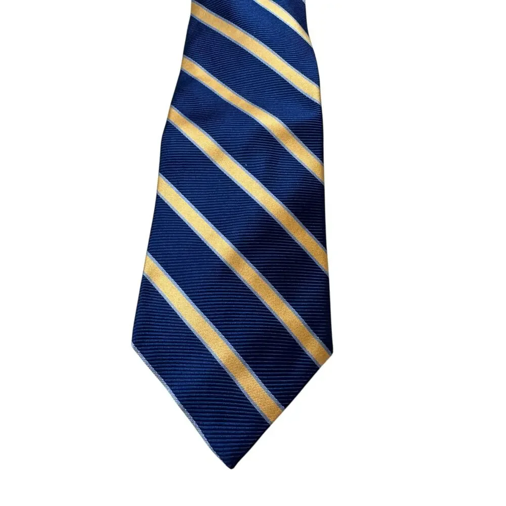 BROOKS BROTHERS *NEW* Blue Yellow Diagonal Stripe Tie 100% Silk Made in USA